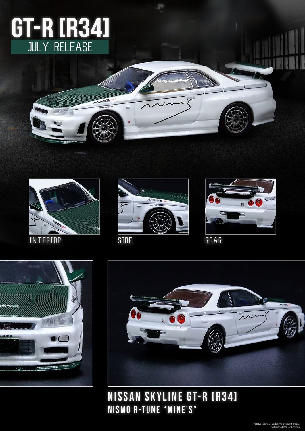 INNO64 Nissan Skyline GT-R (R34) Nismo R-Tune "Mine's" with Green Carbon