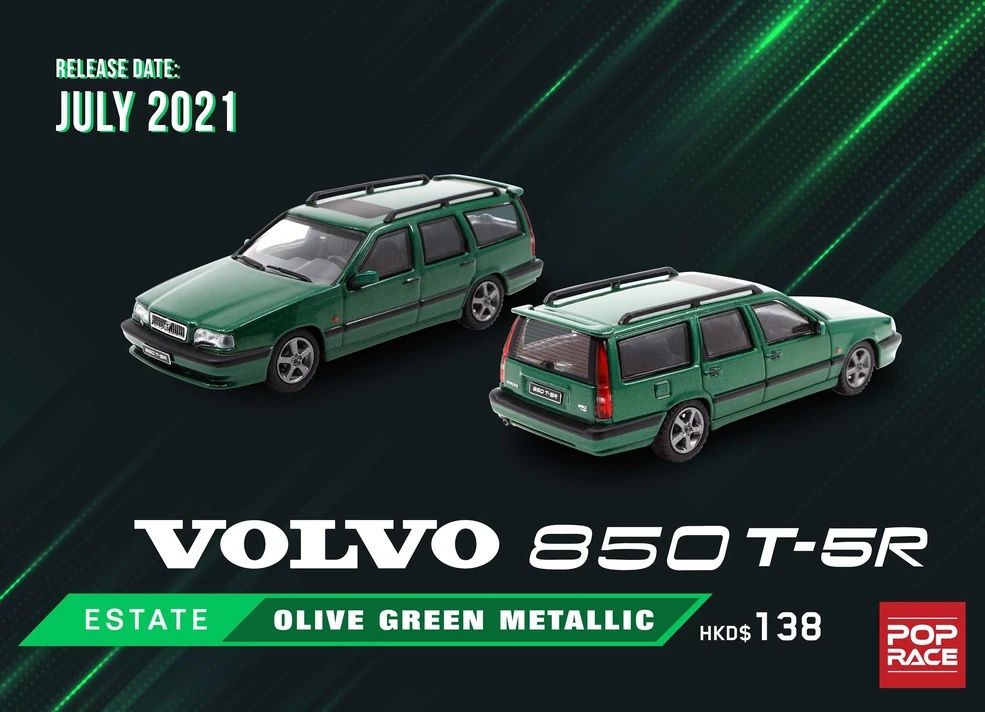[UNSEALED] POP RACE Volvo 850 T-5R Olive Green Metallic 