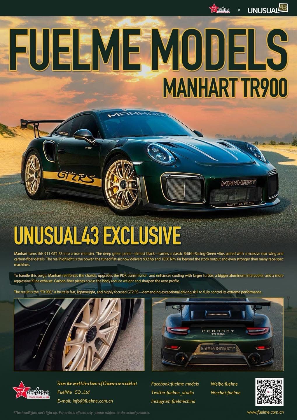 FuelMe 1/64 x Unusual43 Porsche 911 GT2 RS Midnight Green