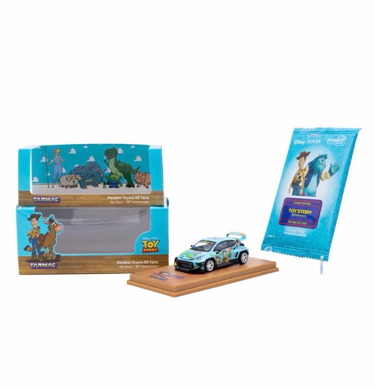 [PREORDER] Tarmac Works Pandem Toyota GR Yaris Blue Toy Story 30th Anniversary with Tarmac Cards