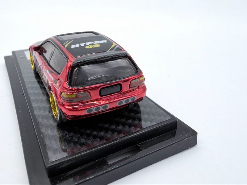 HYPER CUSTOM Honda Civic EG Red Chrome Custom Hot Wheels