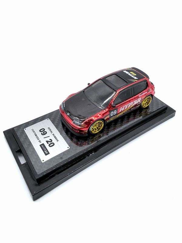 HYPER CUSTOM Honda Civic EG Red Chrome Custom Hot Wheels