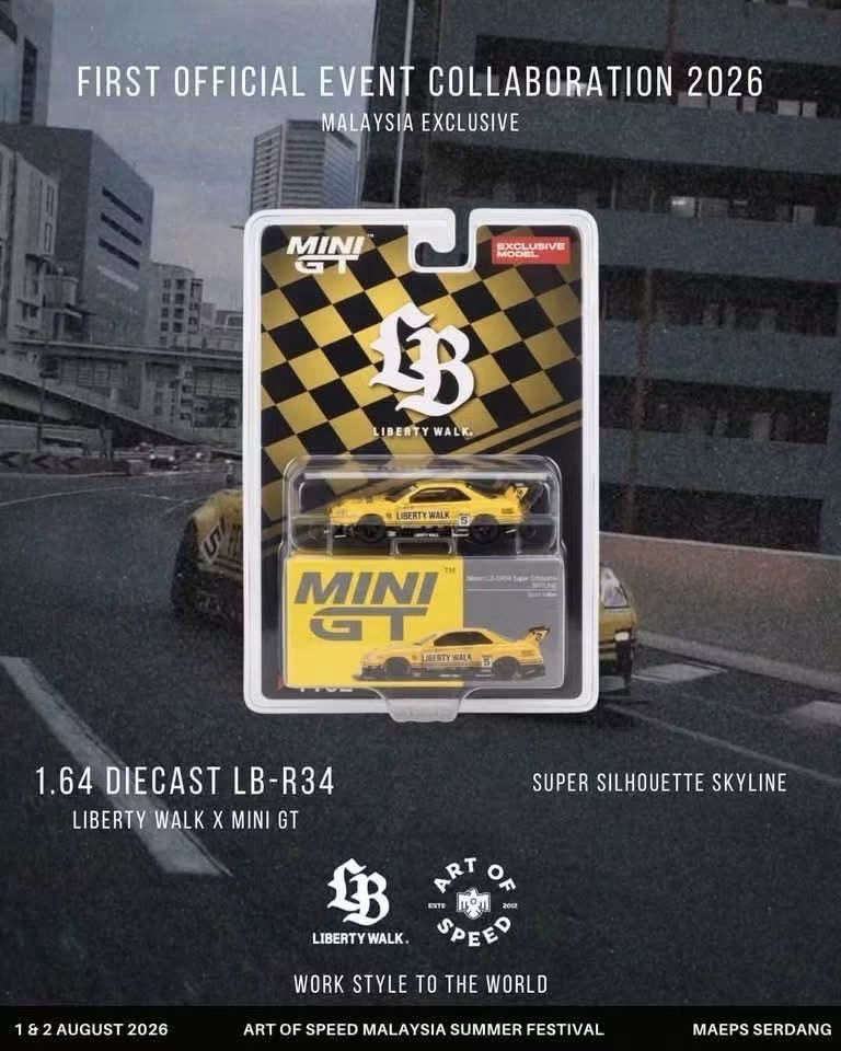 [PREORDER] #1182 MINI GT x Liberty Walk Super Silhouette Skyline Yellow | 2026 Art of Speed Malaysia