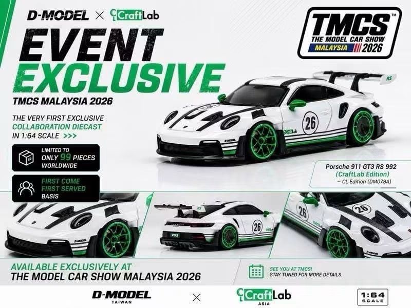 D-Model x CraftLab Porsche 911 GT3 RS 992 CraftLab Edition (DM078A) | 2026 The Model Car Show Malaysia