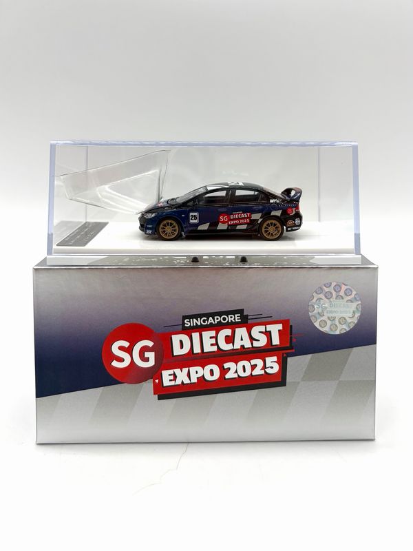 Motorhelix x Mizu Diecast Honda Civic Type R (FD2) SGDE Customized Dark Blue Chase | 2025 Singapore Diecast Expo