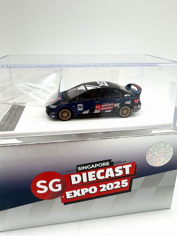 Motorhelix x Mizu Diecast Honda Civic Type R (FD2) SGDE Customized Dark Blue Chase | 2025 Singapore Diecast Expo
