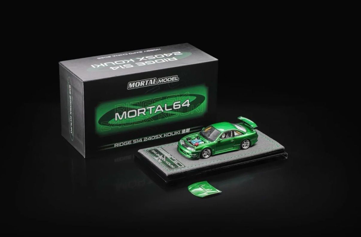 Mortal Model Ridge Nissan Silvia S14 240SX Kouki Metallic Emerald Green | 2026 Hobby Expo China Mortal Model Ridge Nissan Silvia S14 240SX Kouki Metallic Emerald Green | 2026 Hobby Expo China