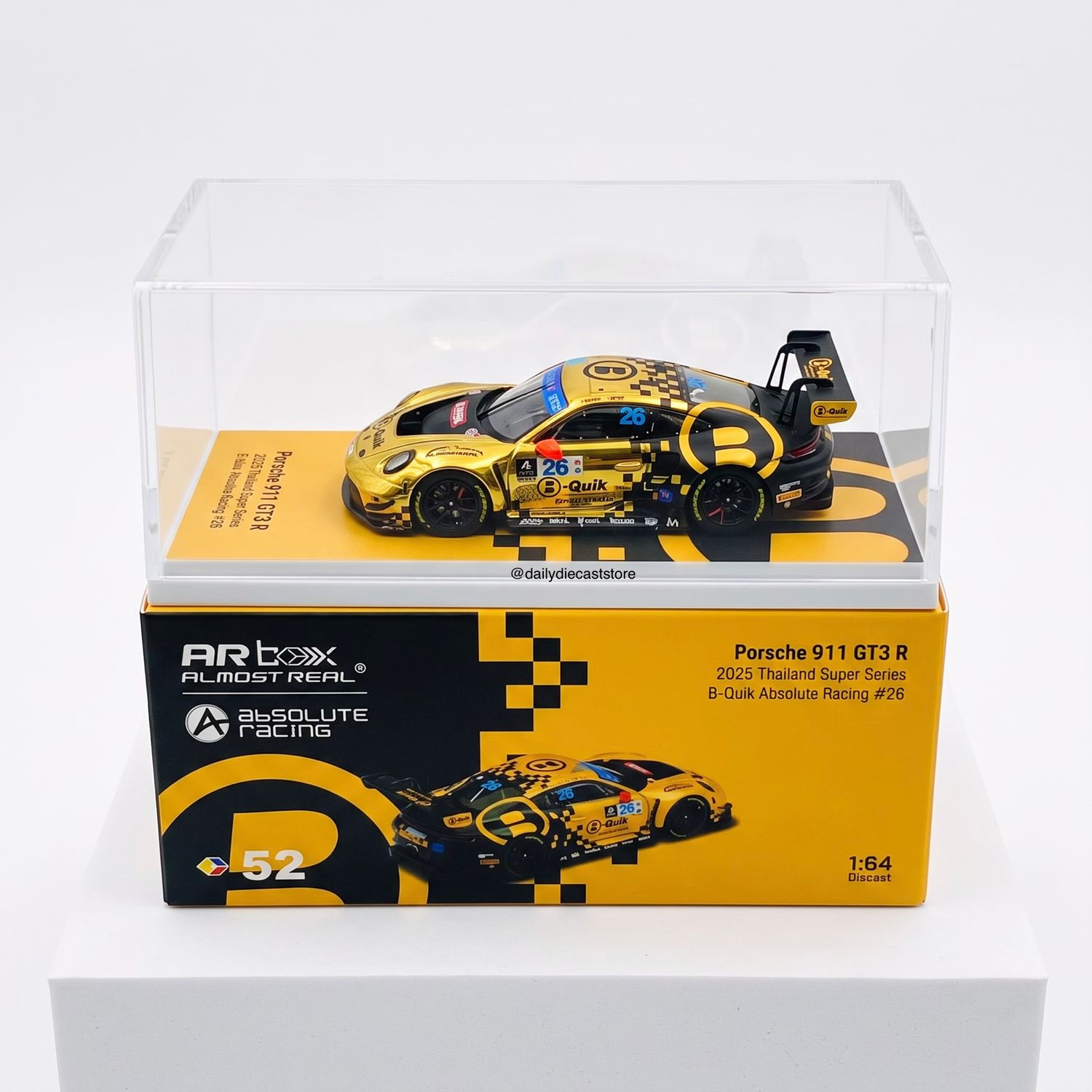 [PREORDER] Almost Real AR Box Porsche 911 GT3 R 2025 Thailand Super Series B-Quik Absolute Racing #26 Gold Chrome Chase | 2026 Thailand Diecast Expo