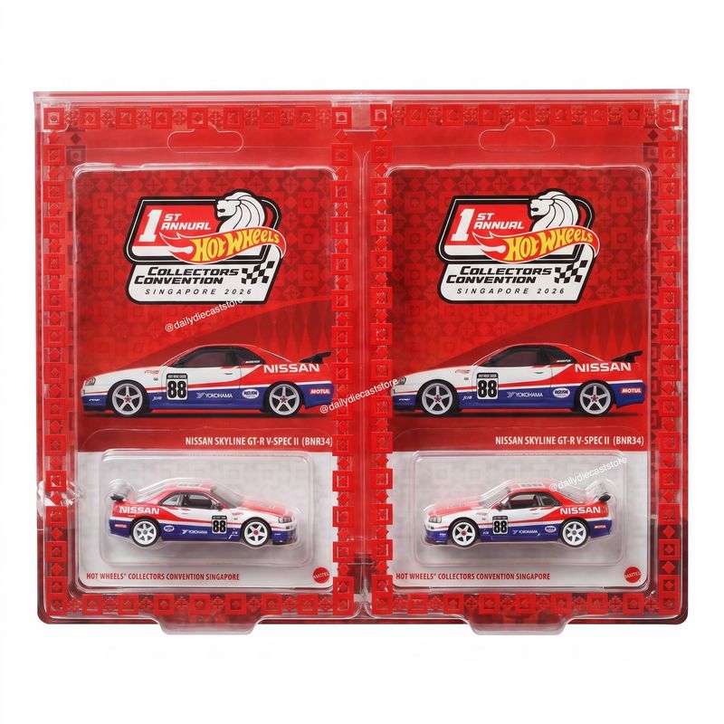 [PREORDER] Hot Wheels Nissan Skyline R34 (R-Tune) Set of 2 Left &amp; Right Facing | 2026 Singapore Hot Wheels Collector’s Convention