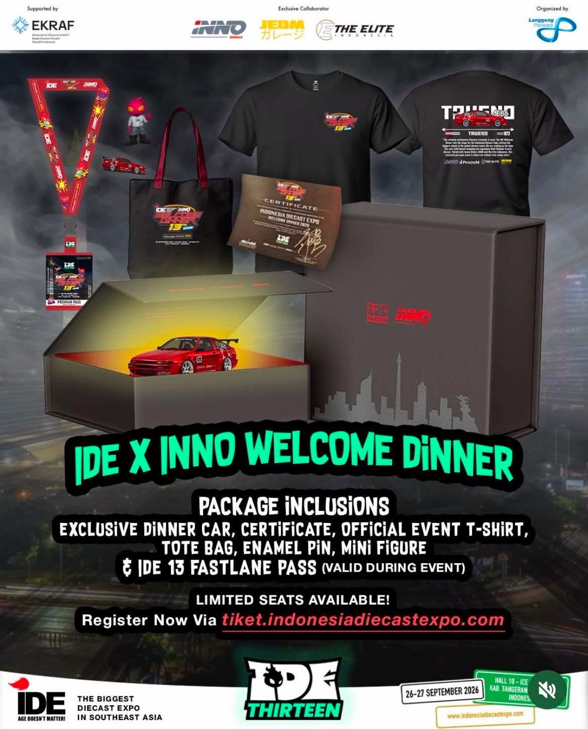 [PREORDER] INNO64 AE86 Pandem Red Edition Dinner Event Car | 2026 Indonesia Diecast Expo