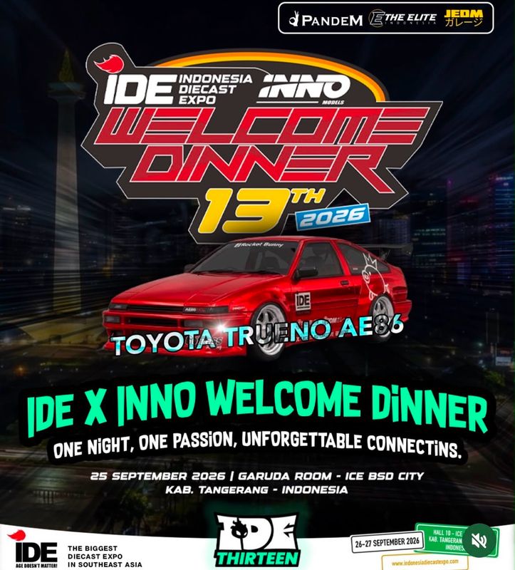 [PREORDER] INNO64 AE86 Pandem Red Edition Dinner Event Car | 2026 Indonesia Diecast Expo