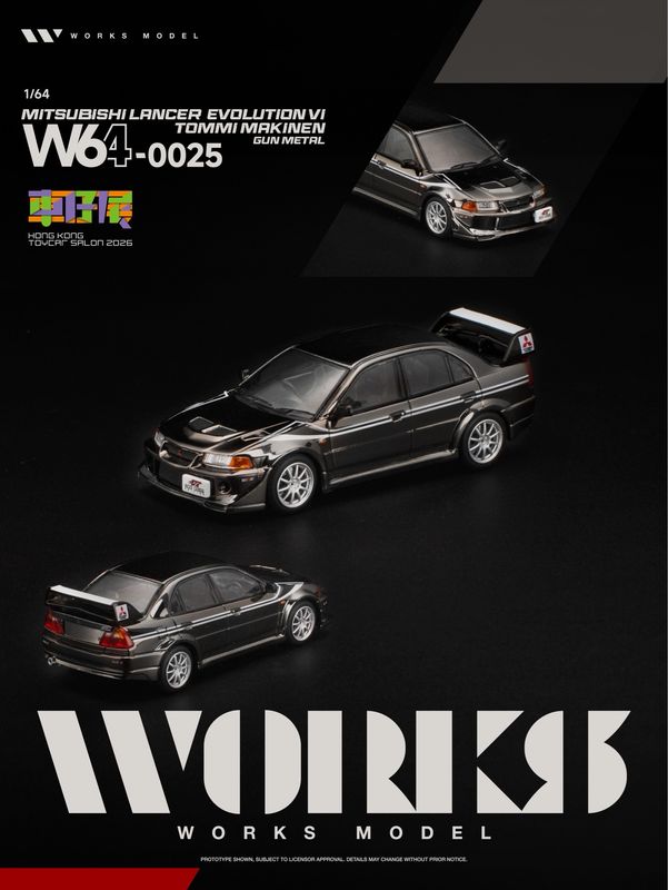 [PREORDER] Works Model Lancer Evolution VI Tommi Makinen Gun Metal (W64-0025) | 2026 HK Toy Car Salon