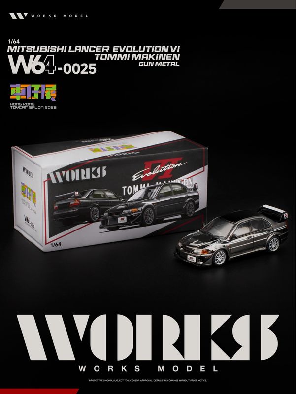 [PREORDER] Works Model Lancer Evolution VI Tommi Makinen Gun Metal (W64-0025) | 2026 HK Toy Car Salon
