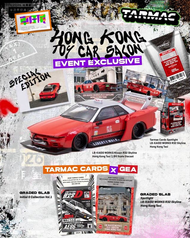 [PREORDER] Tarmac Works LB-KAIDO WORKS Nissan R32 Skyline Hong Kong Taxi | 2026 HK Toy Car Salon