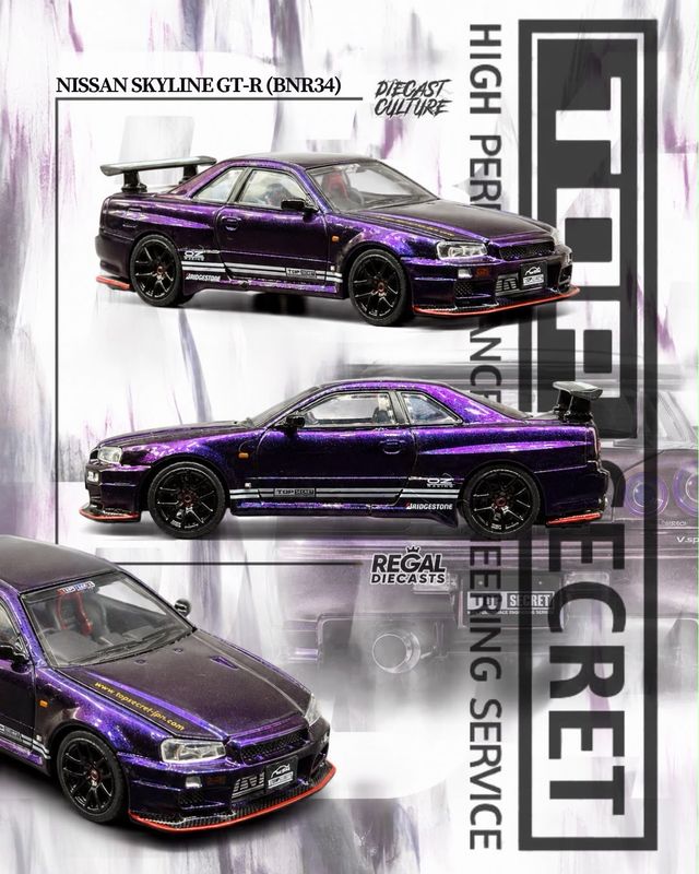 [PREORDER] K3 Model x Diecast Culture x Regal Diecast Nissan Skyline GT-R (R34) Purple Australia Edition | 2026 WTAC Event Edition