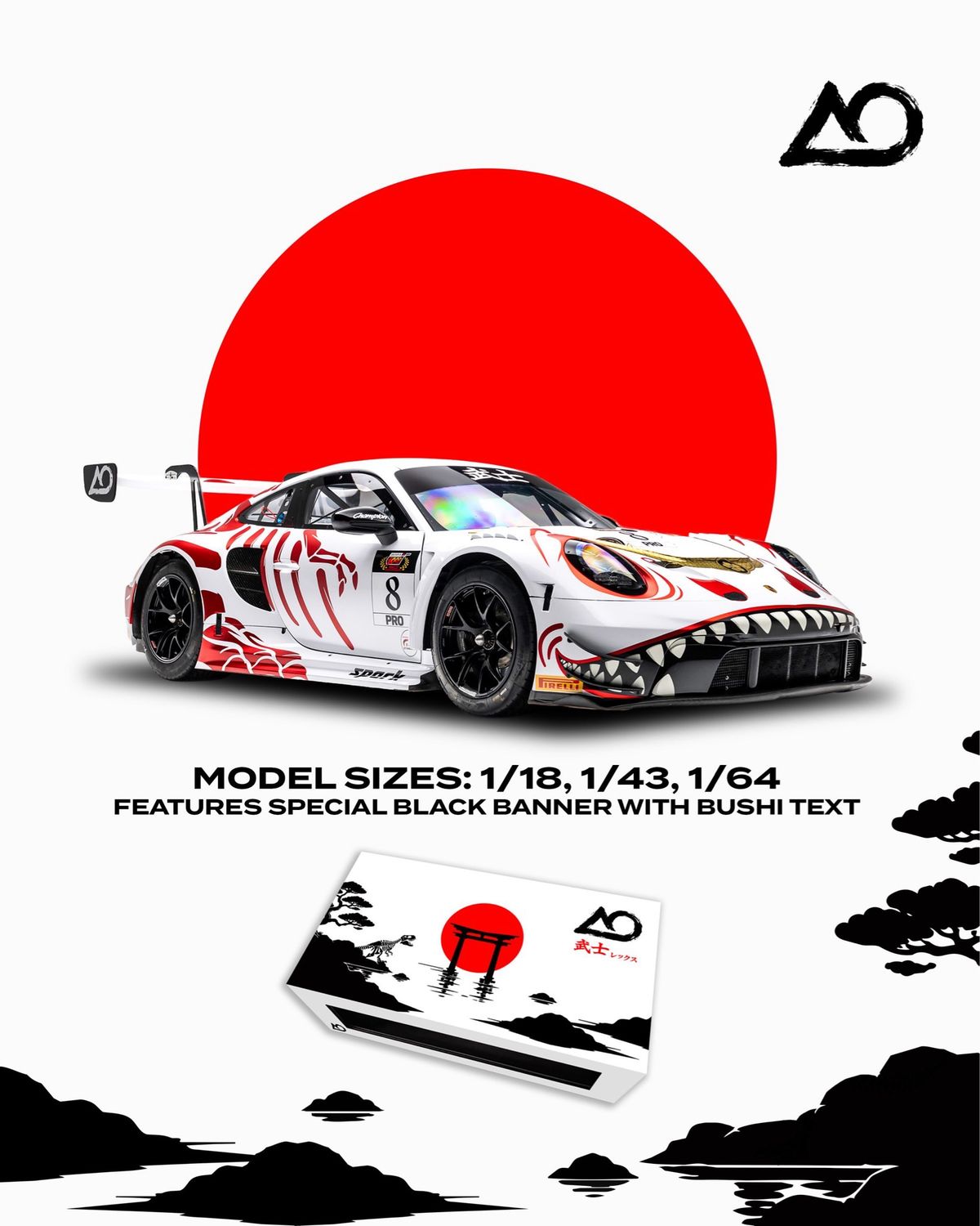 [PREORDER] Spark Model 1/64 x AO Racing Bushi Rex Porsche 911 GT3 R