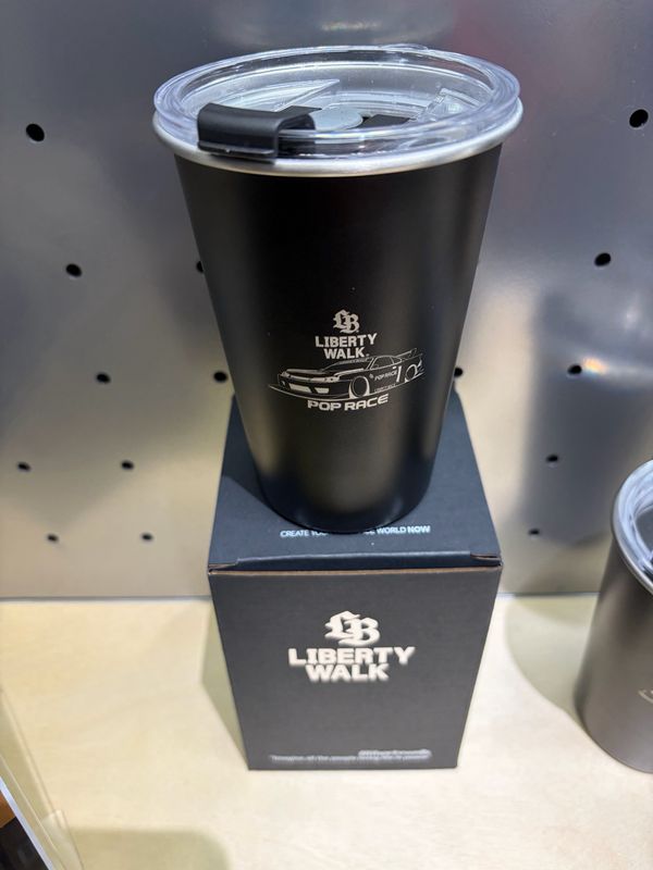 Liberty Walk x POP RACE S15 Silvia Black Metal Tumbler Mug | 2026 Hong Kong Store Opening