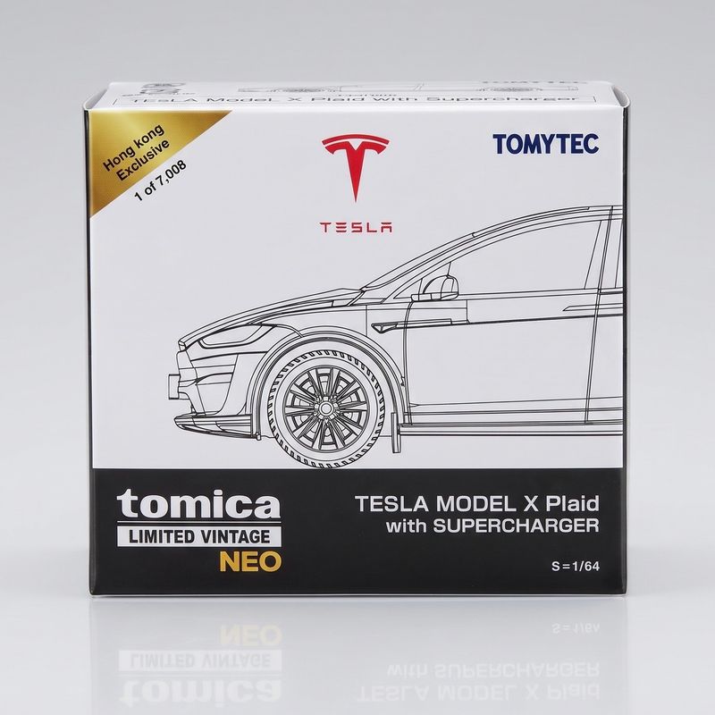TOMICA TOMYTEC TLVN TESLA MODEL X PLAID WHITE with SUPERCHARGER | 2026 HK Toy Car Salon