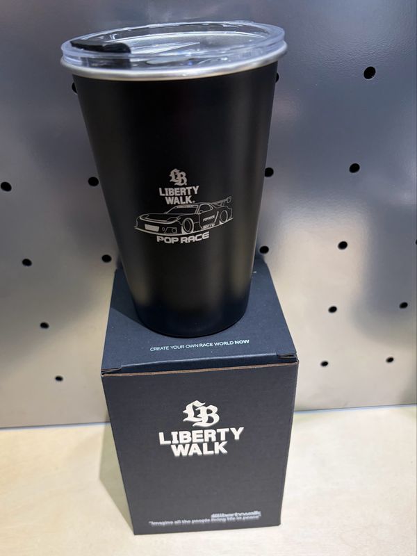 Liberty Walk x POP RACE LB Super Silhouette RX7 Black Metal Tumbler Mug | 2026 Hong Kong Store Opening
