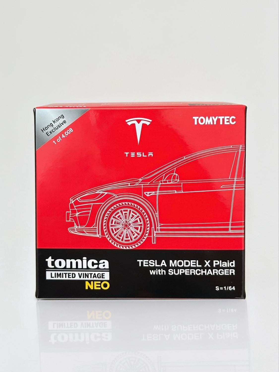 TOMICA TOMYTEC TLVN TESLA MODEL X PLAID RED with SUPERCHARGER | 2026 HK Toy Car Salon