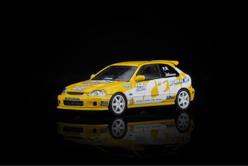 [PREORDER] Motorhelix Honda Civic Type-R (EK9) Customized EXCEED Blue &amp; Yellow Set of 2 | 2026 HK Toy Car Salon
