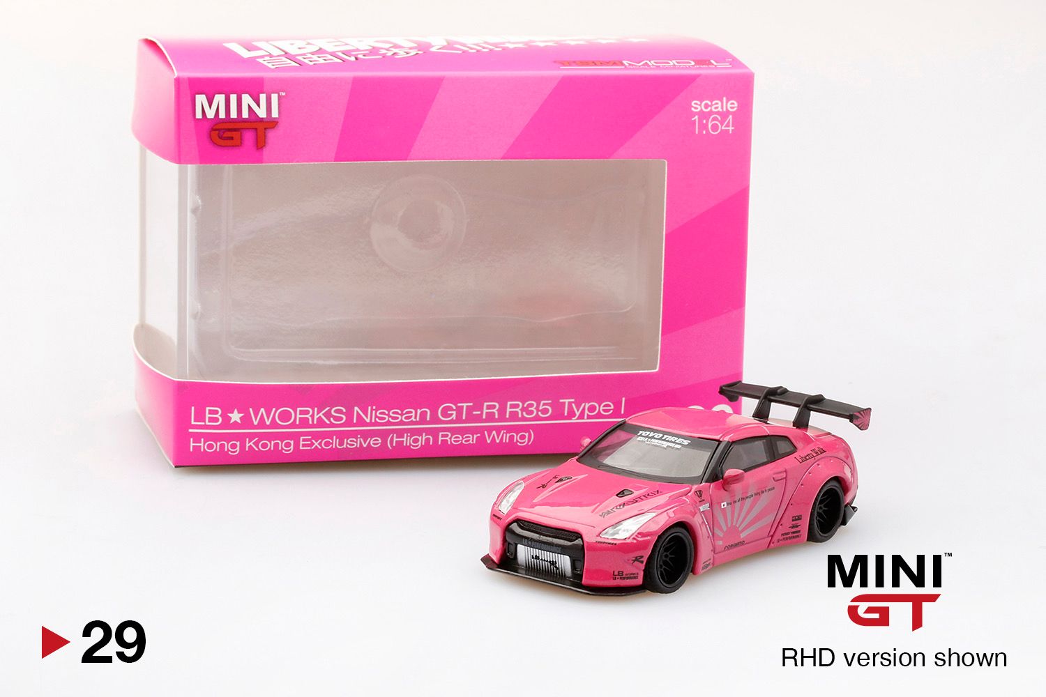 #29 MINI GT LB WORKS Nissan GT-R R35 Type I Pink | AEON Hong Kong Exclusive (High Rear Wing)