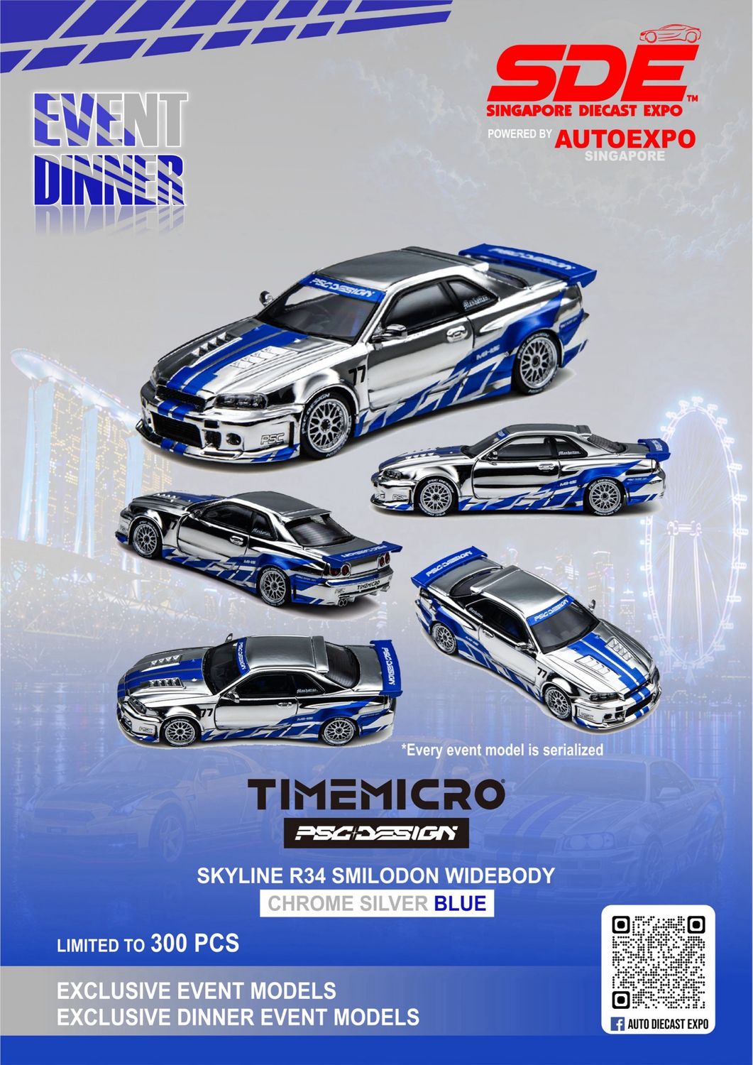 Time Micro PSC Design R34 Smilodon Silver Chrome &amp; Blue Dinner Exclusive | 2026 Singapore Auto Expo
