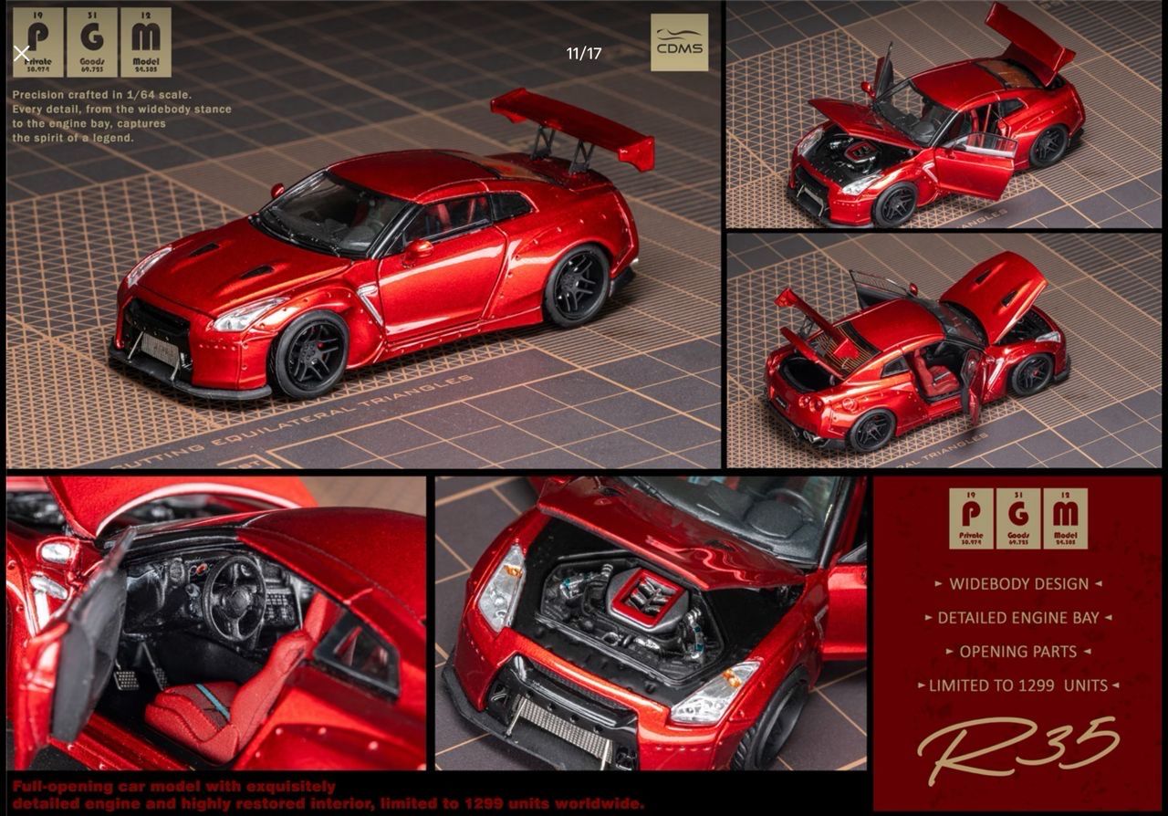[PREORDER] PGM 1/64 Model Nissan GT-R35 Red | 2026 Chengdu Auto Show
