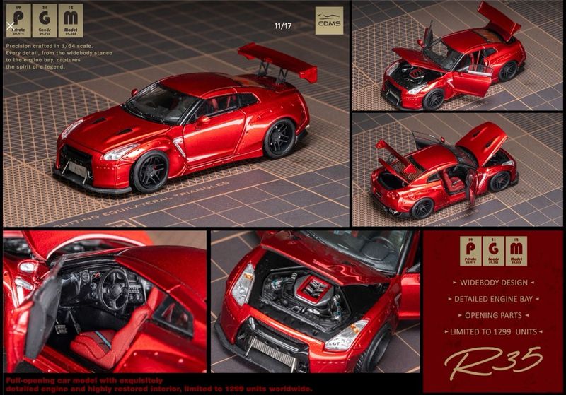 [PREORDER] PGM 1/64 Model Nissan GT-R35 Red | 2026 Chengdu Auto Show