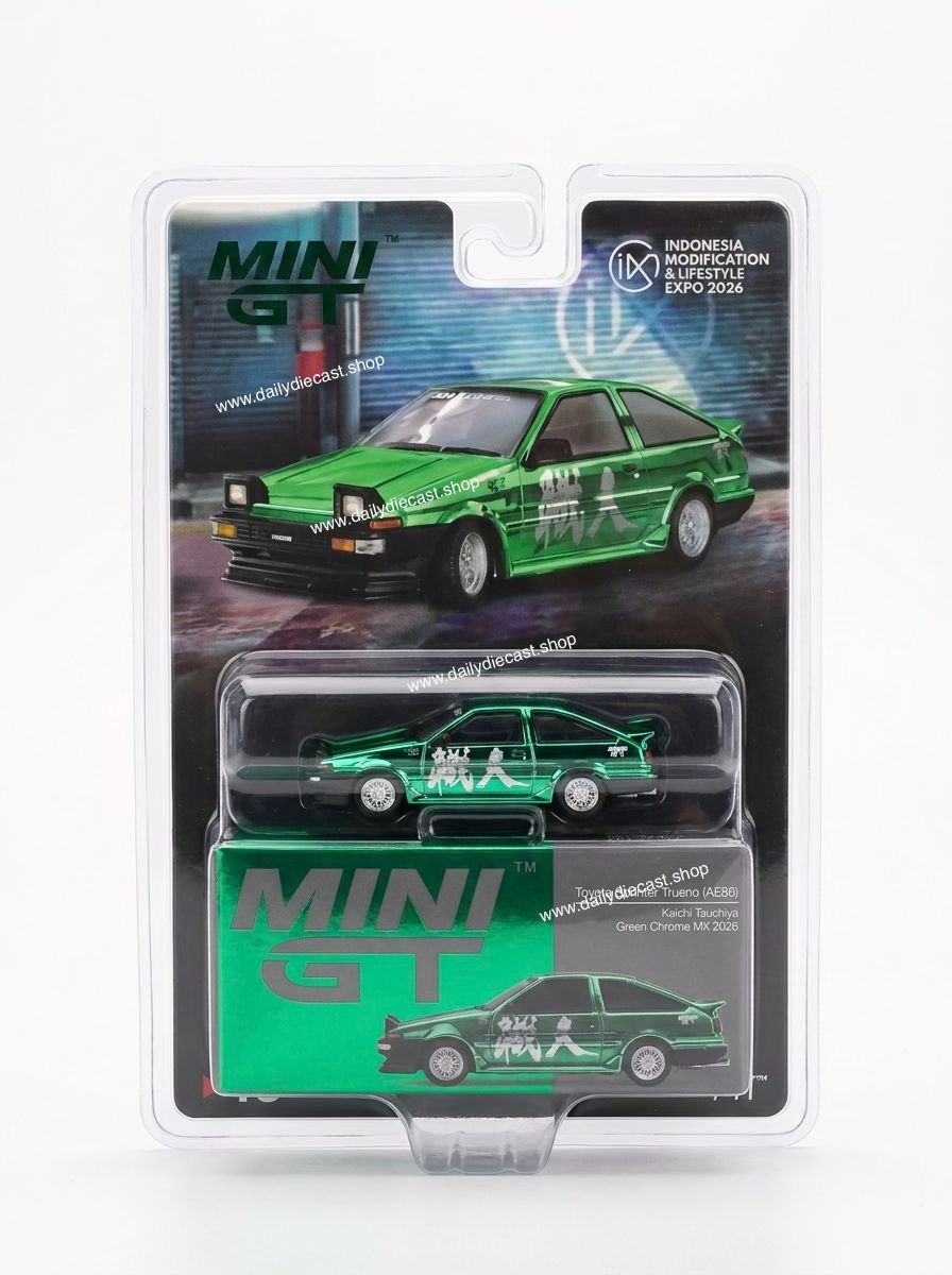 [PREORDER] #1318? MINI GT Keiichi Tsuchiya Toyota AE86 Shokunin Green | 2026 Indonesia Modification Expo (IMX)