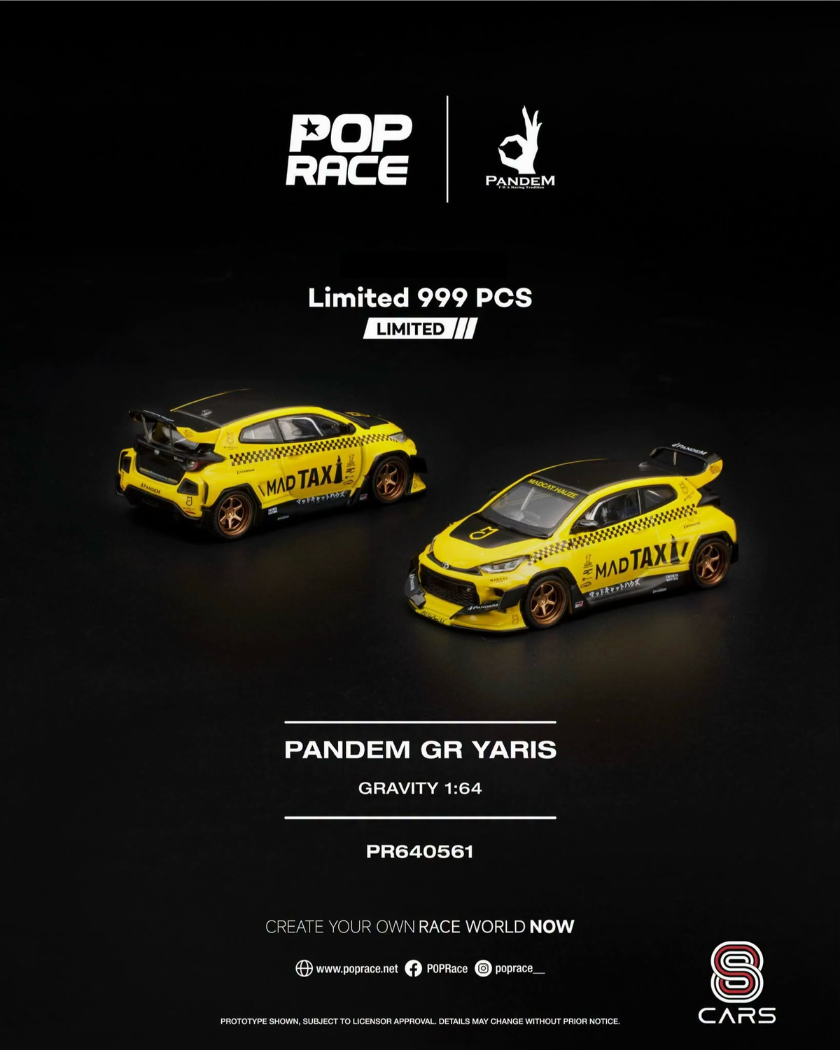 [PREORDER] POP RACE Pandem GR Yaris Taxi (PR64-561) | 2026 Gravity Show UK