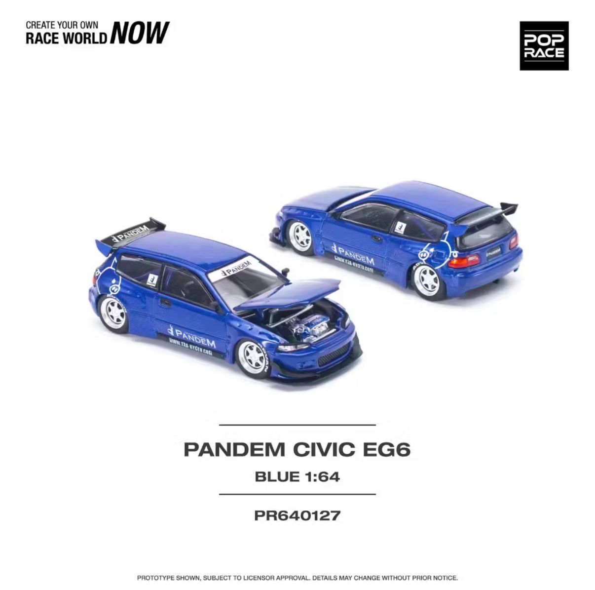POP RACE Pandem Civic EG6 Blue (PR64-127)