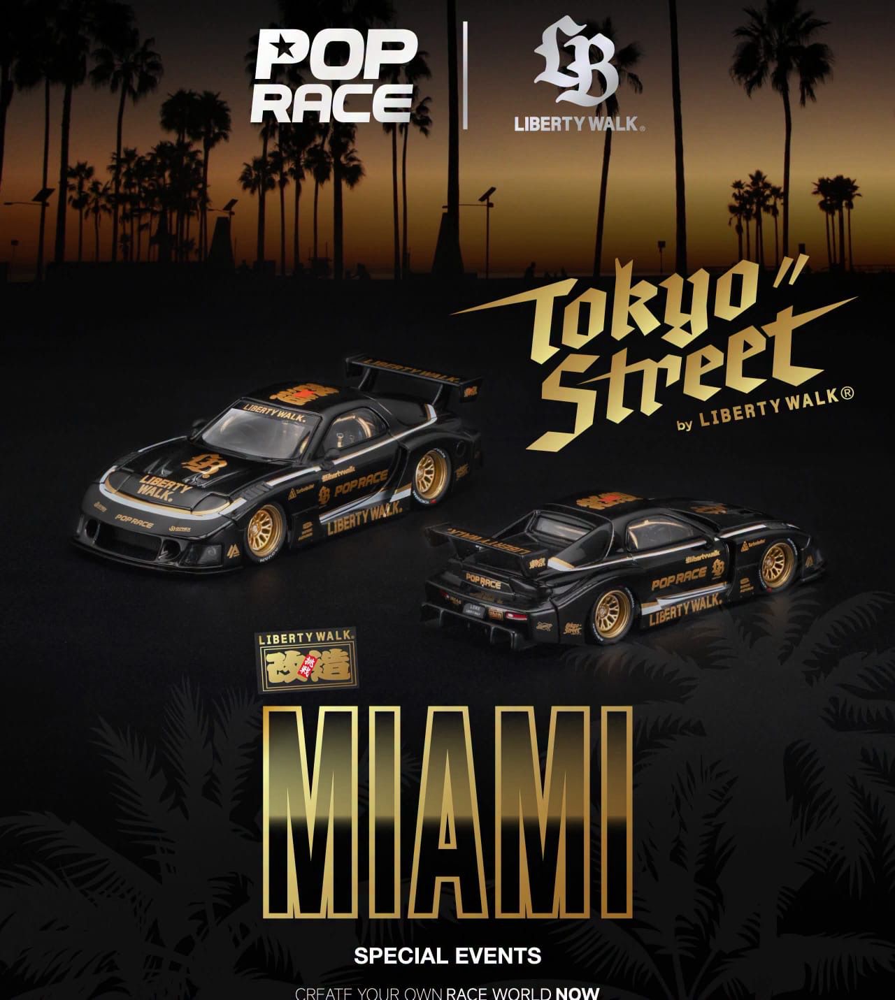 [PREORDER] POP RACE x LIBERTY WALK LB-Super Silhouette RX7 (FD3S) Black | 2026 Miami Special Event