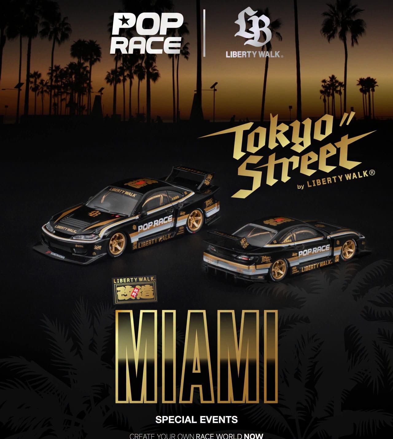 [PREORDER] POP RACE x LIBERTY WALK LB-Super Silhouette S15 Silvia Black | 2026 Miami Special Event