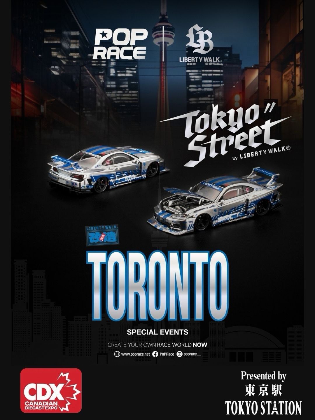 [PREORDER] POP RACE x LIBERTY WALK LB-Super Silhouette S15 Silvia Silver Chrome (PR64-571) | 2026 Canadian Diecast Expo