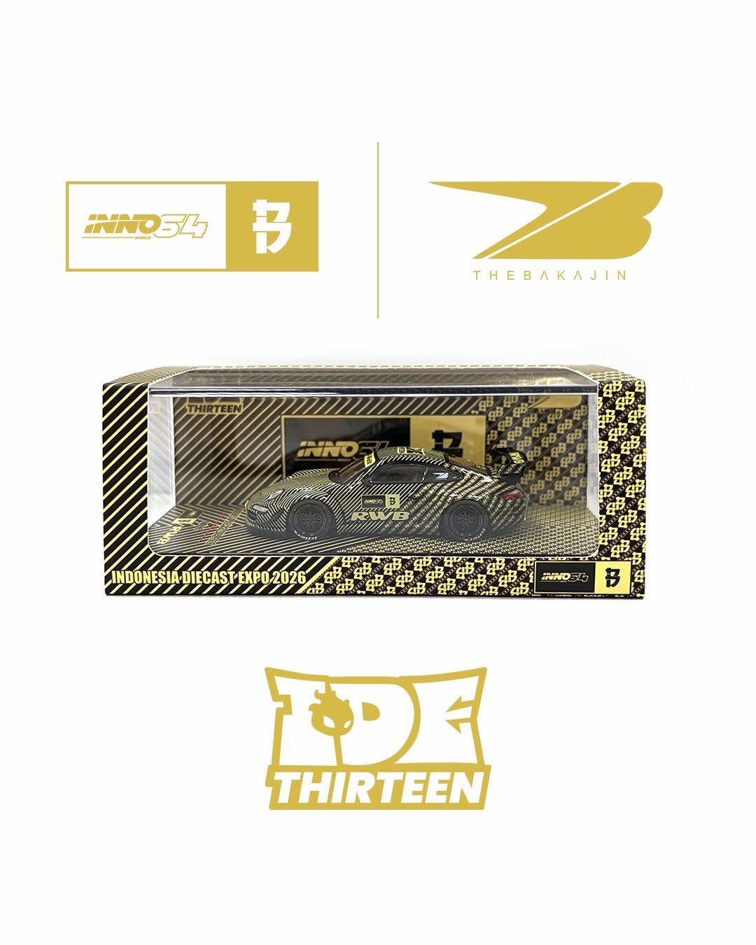 [PREORDER] INNO64 x Black Crow Customs x The Bakajin Batik RWB 997 | Chance of Chase | 2026 Indonesia Diecast Expo (IDE)