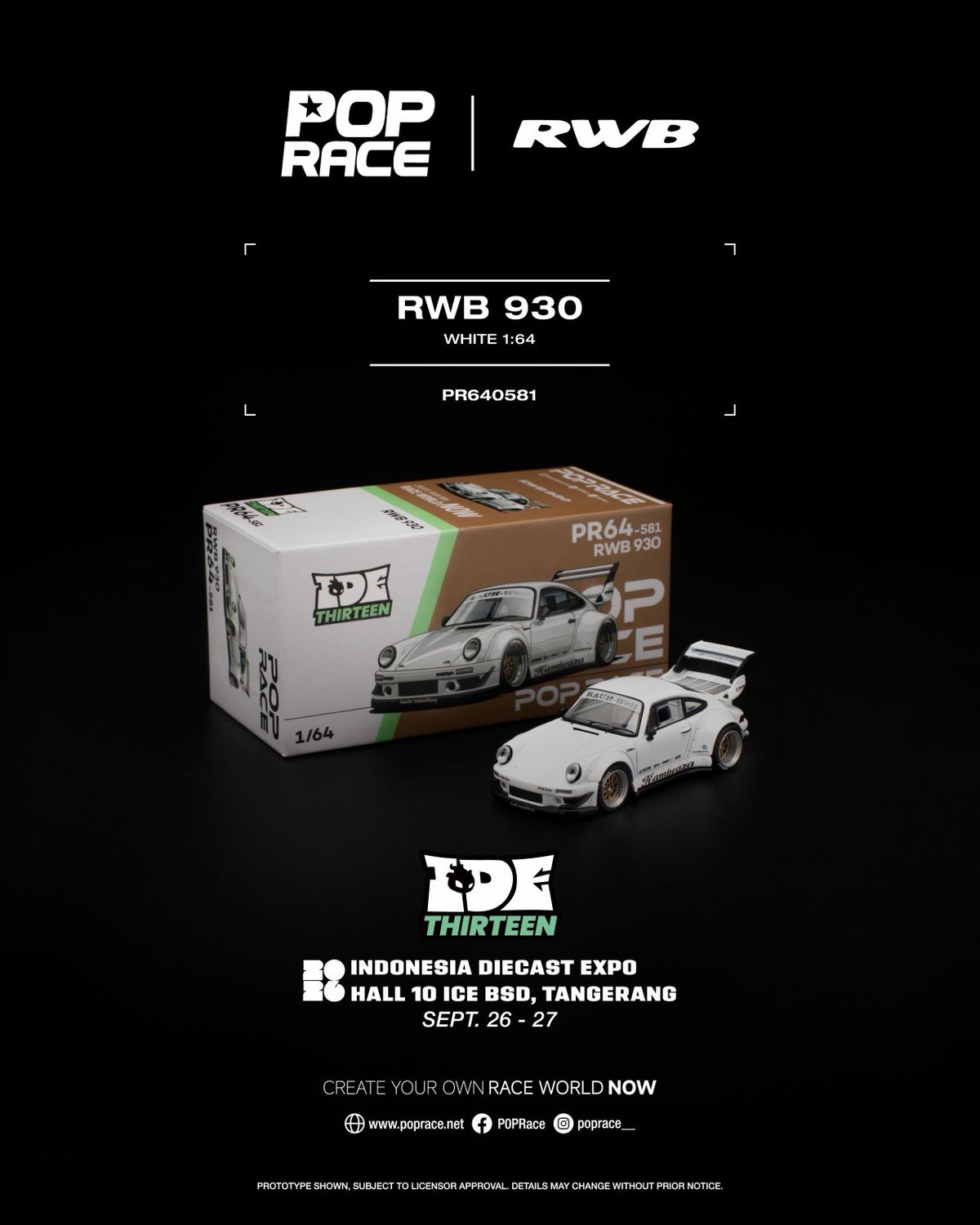 [PREORDER] POP RACE RWB 930 White (PR64-581) | 2026 Indonesia Diecast Expo (IDE)