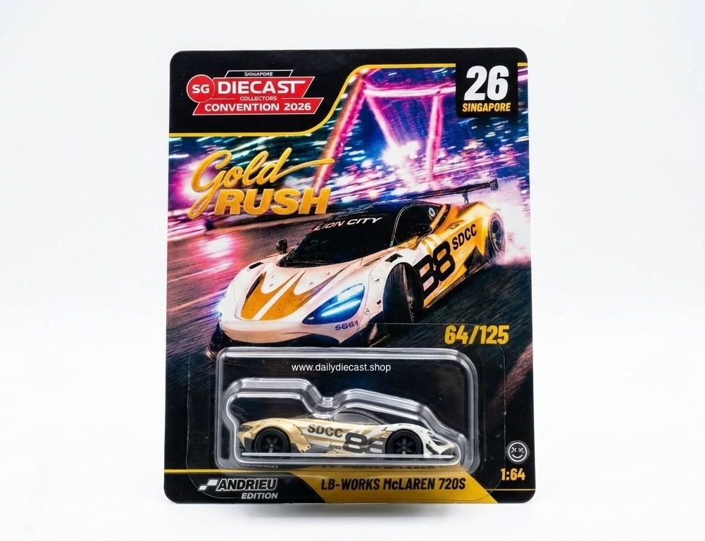 Hot Wheels LB-Works McLaren 720S Gold Rush Andres Andrieu Design | 2026 Singapore Diecast Collectors Convention Hot Wheels LB-Works McLaren 720S Gold Rush Andres Andrieu Design | 2026 Singapore Diecast Collectors Convention