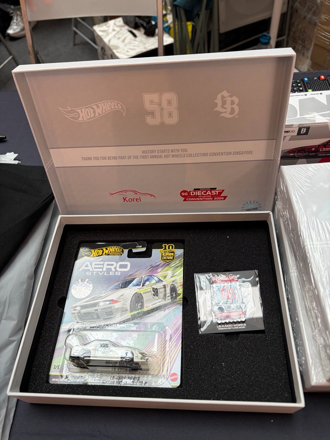 Hot Wheels x Liberty Walk Car Culture Aero Styles LB-Works Nissan R32 Skyline GT-R &amp; Leen Customs SDCC Pin Box Set | 2026 Singapore Diecast Collectors Convention