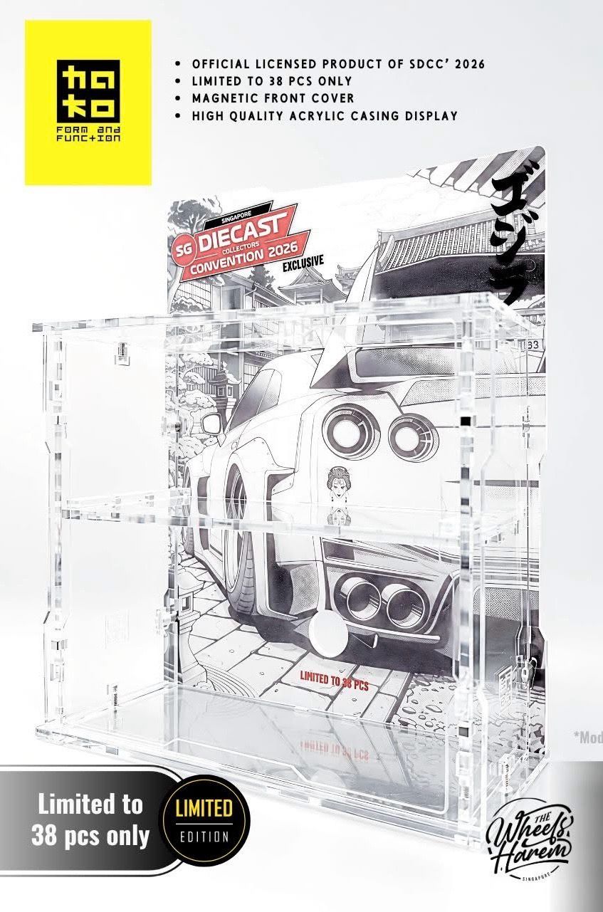 HAKO x SDCC Motorhelix Silhouette WORKS GT 35GT-RR Ver.2 Raw Acrylic Case | 2026 Singapore Diecast Collectors Convention
