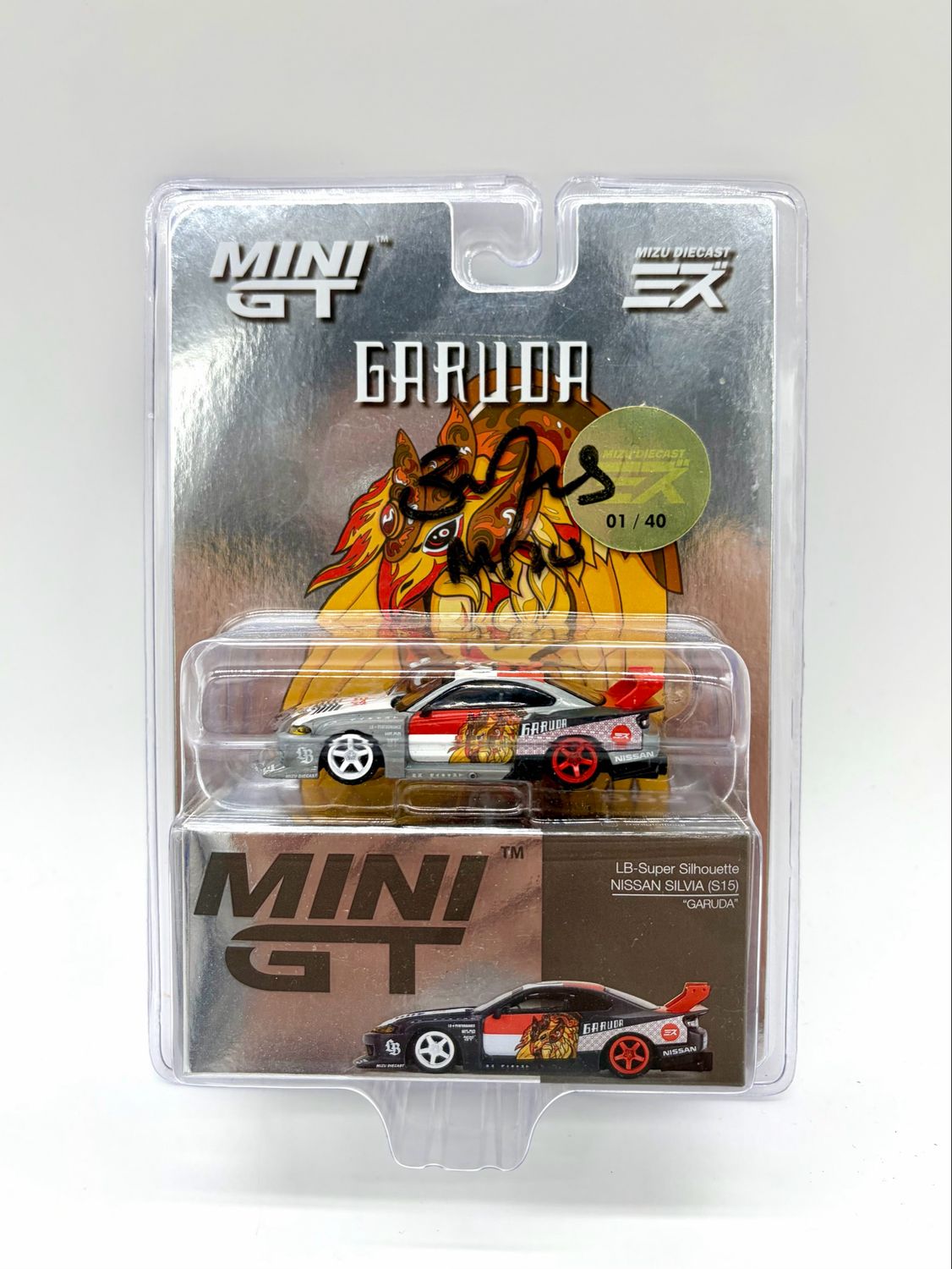#652 MINI GT x MIZU Diecast LB-Super Silhouette Nissan Silvia (S15) “Garuda” Raw Chase Blister | Mizu Diecast Limited Sticker Edition