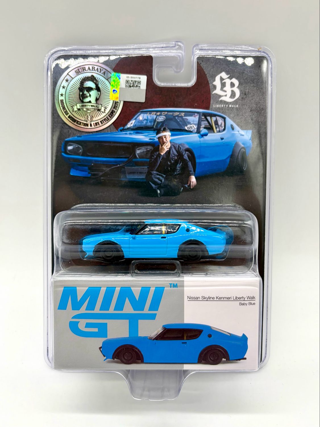 #712 MINI GT Liberty Walk Nissan Skyline Kenmeri Liberty Walk Baby Blue Blister | Surabaya Exclusive Sticker