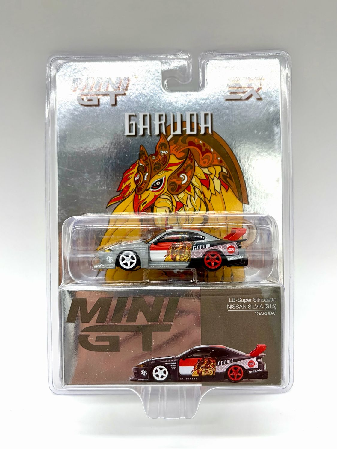 #652 MINI GT x MIZU Diecast LB-Super Silhouette Nissan Silvia (S15) “Garuda” Raw Chase Blister