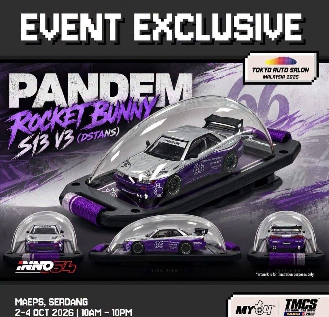 [PREORDER] INNO64 x INNSTANS Pandem Silvia S13 V3 Purple-White | Chance of Chase | 2026 Tokyo Autosalon KL