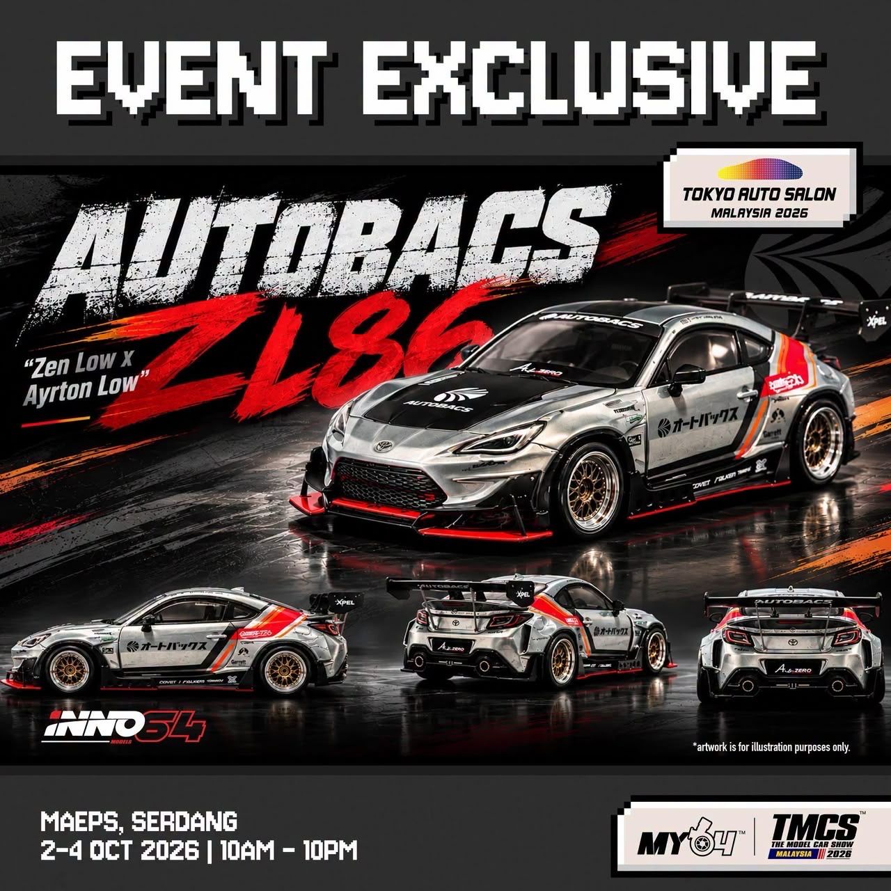 [PREORDER] INNO64 Autobacs ZL86 Zen Low &amp; Ayrton Low | Chance of Chase | 2026 Tokyo Autosalon KL