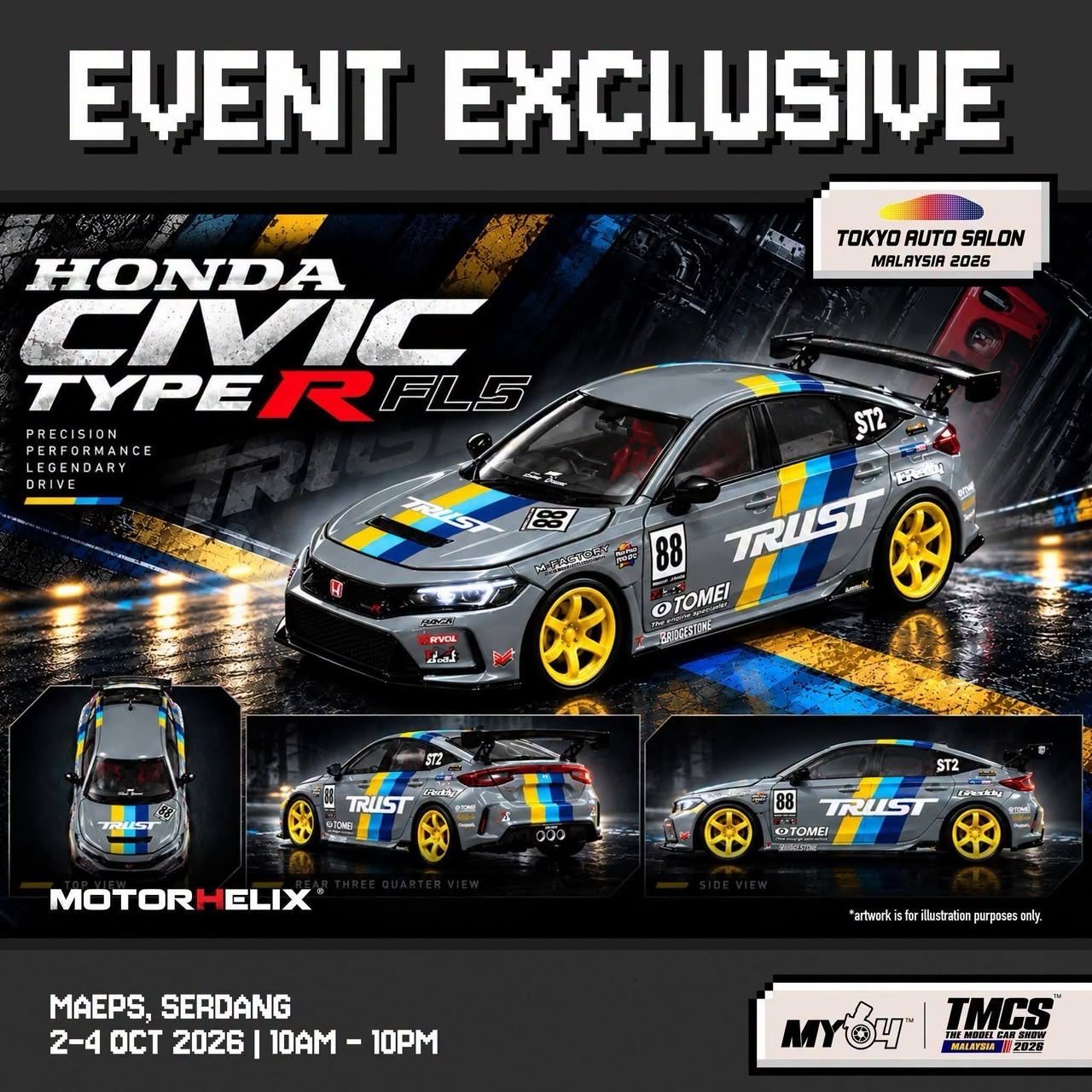 [PREORDER] Motorhelix Honda Civic Type R FL5 Trust Livery | 2026 Tokyo Autosalon KL