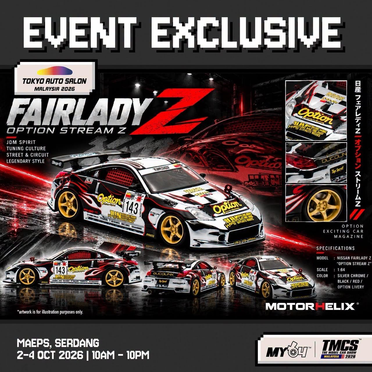 [PREORDER] Motorhelix Fairlady Z Option Stream Z White | 2026 Tokyo Autosalon KL