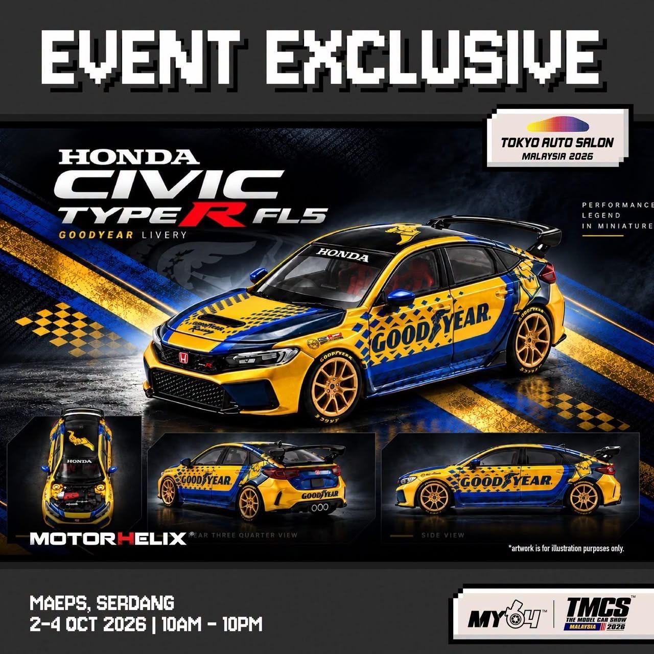 [PREORDER] Motorhelix Honda Civic Type R FL5 Goodyear Livery | 2026 Tokyo Autosalon KL