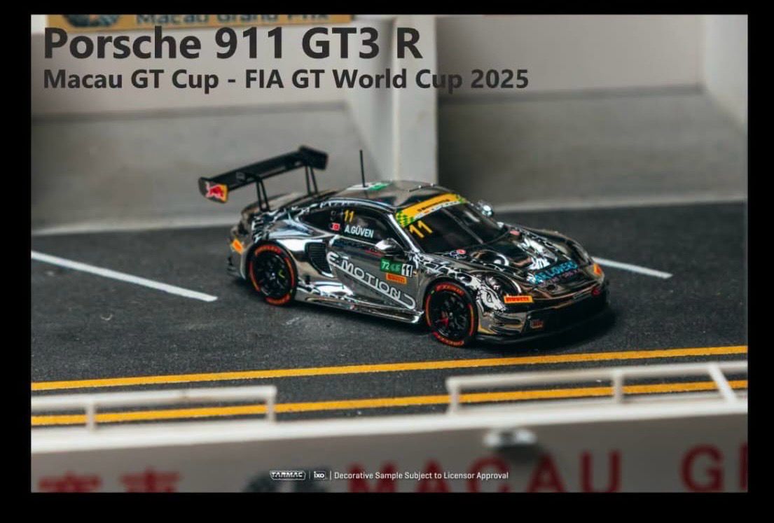 [PREORDER] Tarmac Works x GL LAB Porsche 911 GT3 R Macau GT Cup 2025 Ayhancan Güven | 2026 Stance Garage Taiwan