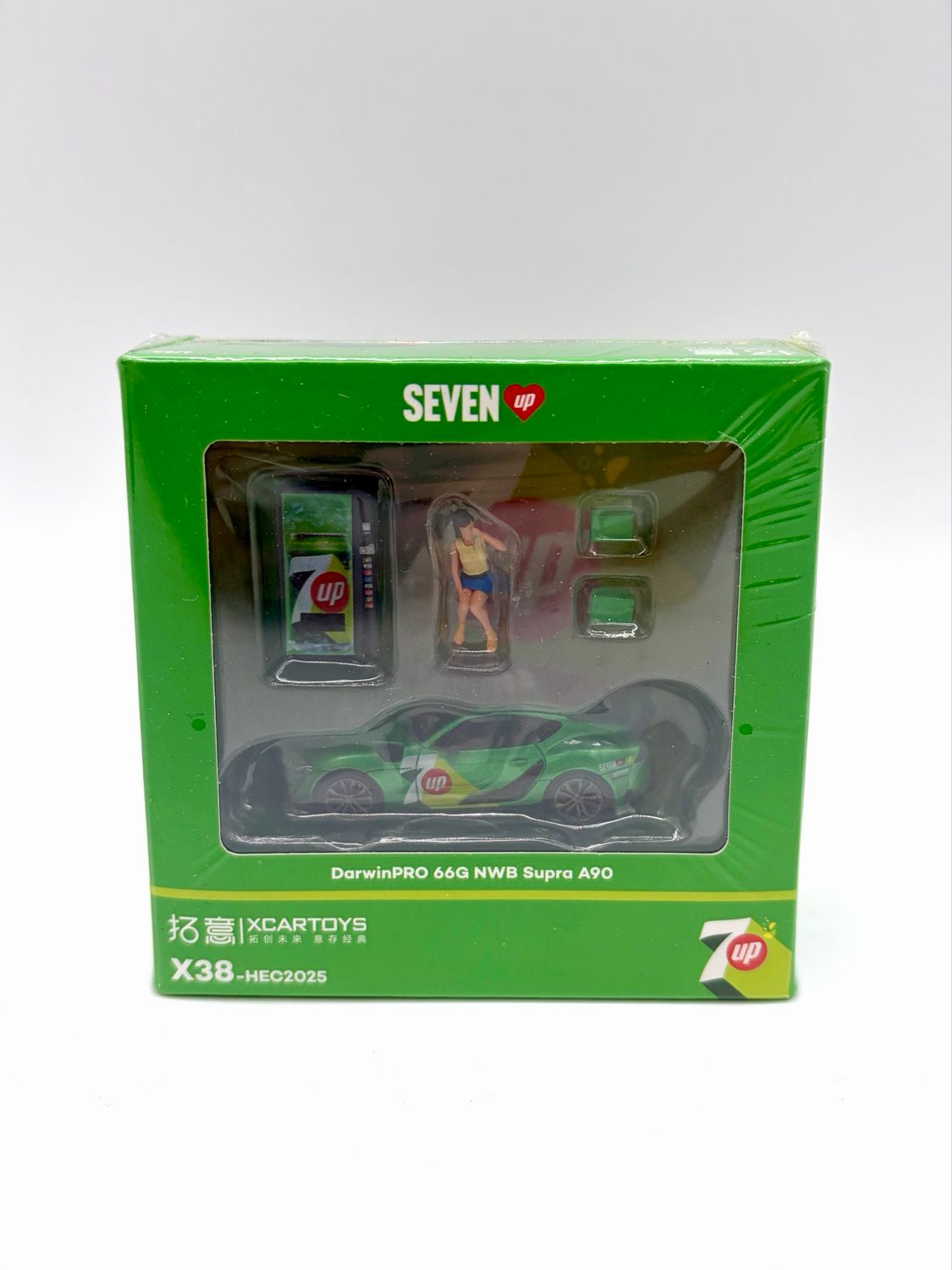 XCARTOYS 7-Up DarwinPRO 66G NWB Supra A90 Green (X38-HEC2025) with Figurine &amp; Accessories | 2025 Hobby Expo China